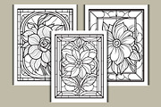Stained Glass Flower Coloring Pages, an Object Graphic by protabsorkar11 (Thumbnail 2 of 4)