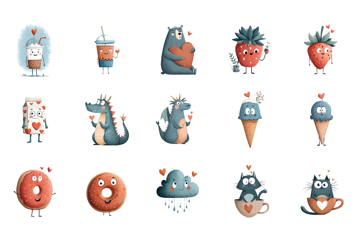 Kawaii Valentines Clipart, an Illustration by DreamArtGraphic (Photo 4 of 4)
