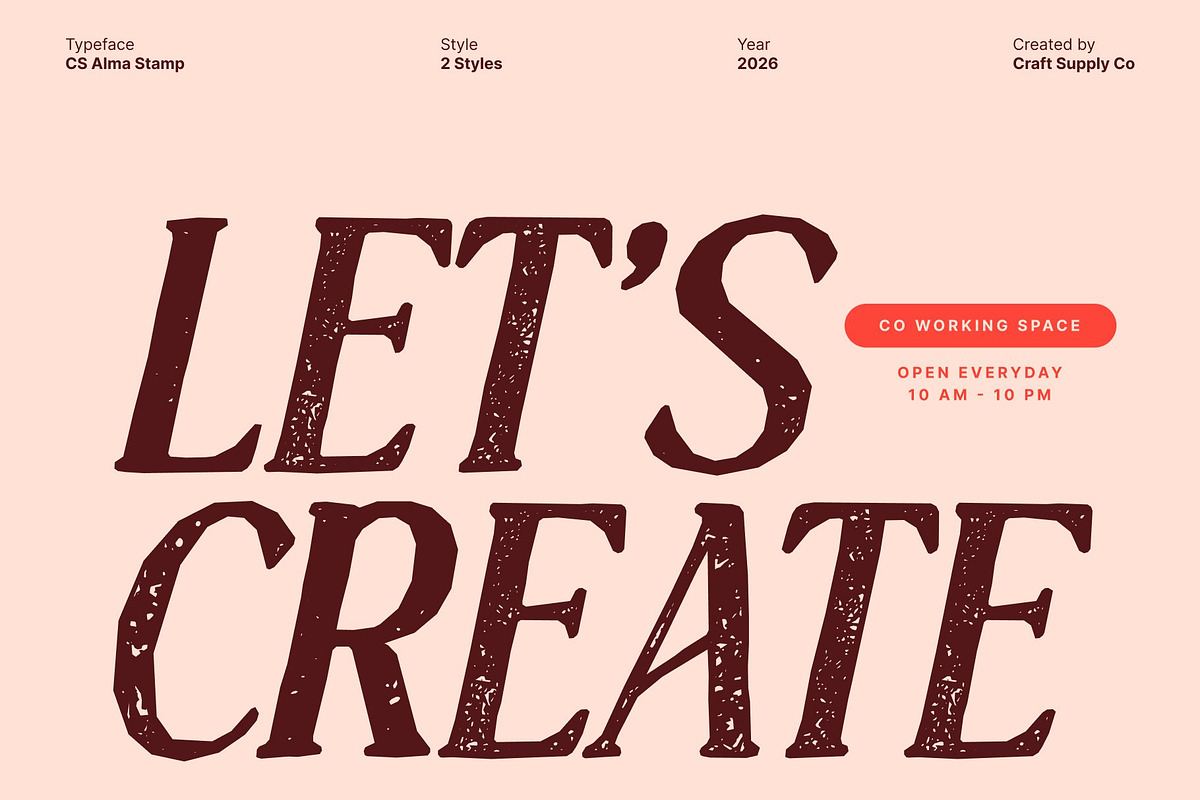 CS Alma Stamp, a Serif Font by Craft Supply Co. (Photo 5 of 8)