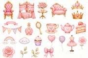 Pink Princess Watercolor Cliparts, a Person Illustration by Villa 11 Estudio (Thumbnail 3 of 3)