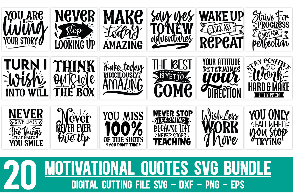 Motivational Quotes SVG Bundle, a Graphic by Buysvgbundles (Photo 1 of 5)