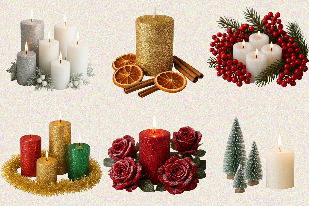 Christmas Glitter Candle Clipart Bun, an Illustration by SVGArt (Photo 5 of 8)