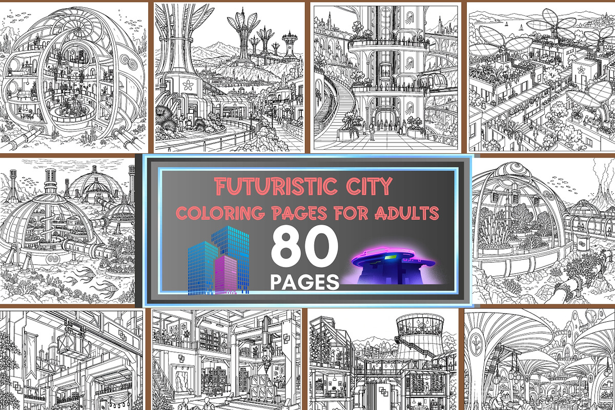 80 Sci-Fi Coloring Pages Bundle, a Brochure Template by LA Design (Photo 1 of 10)