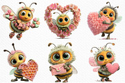 Whimsical Valentine Bee Clipart, an Illustration by Craft Nest (Thumbnail 5 of 10)