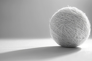 White Ball of Yarn on Minimal Gray Background, a Background Photo by José Manuel Gelpi