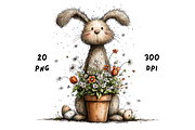 Whimsical Floral Easter Rabbit, an Animal Illustration by GiraffeCreative (Thumbnail 3 of 20)