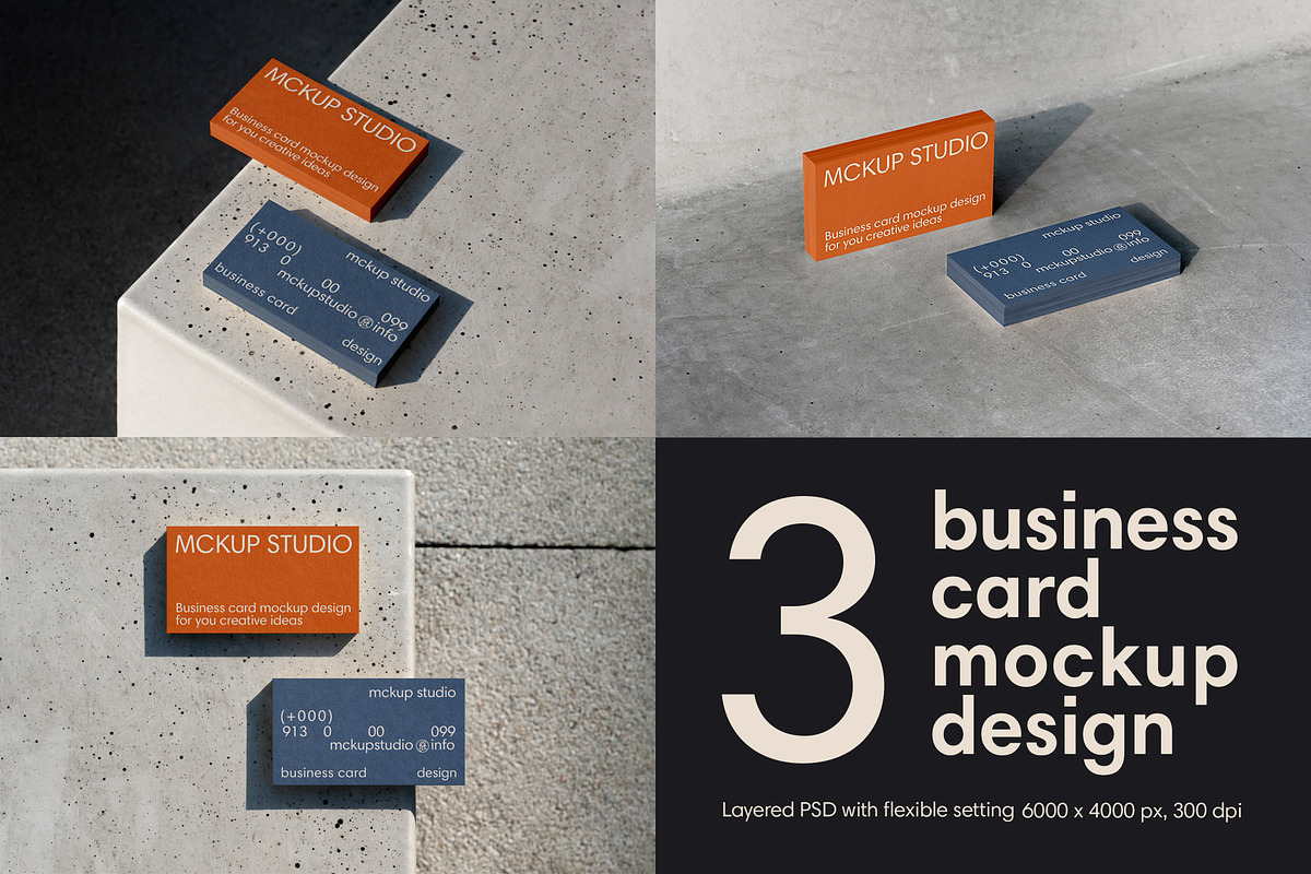 3 Business card mockup, an Advertising Mockup by eezo (Photo 1 of 10)