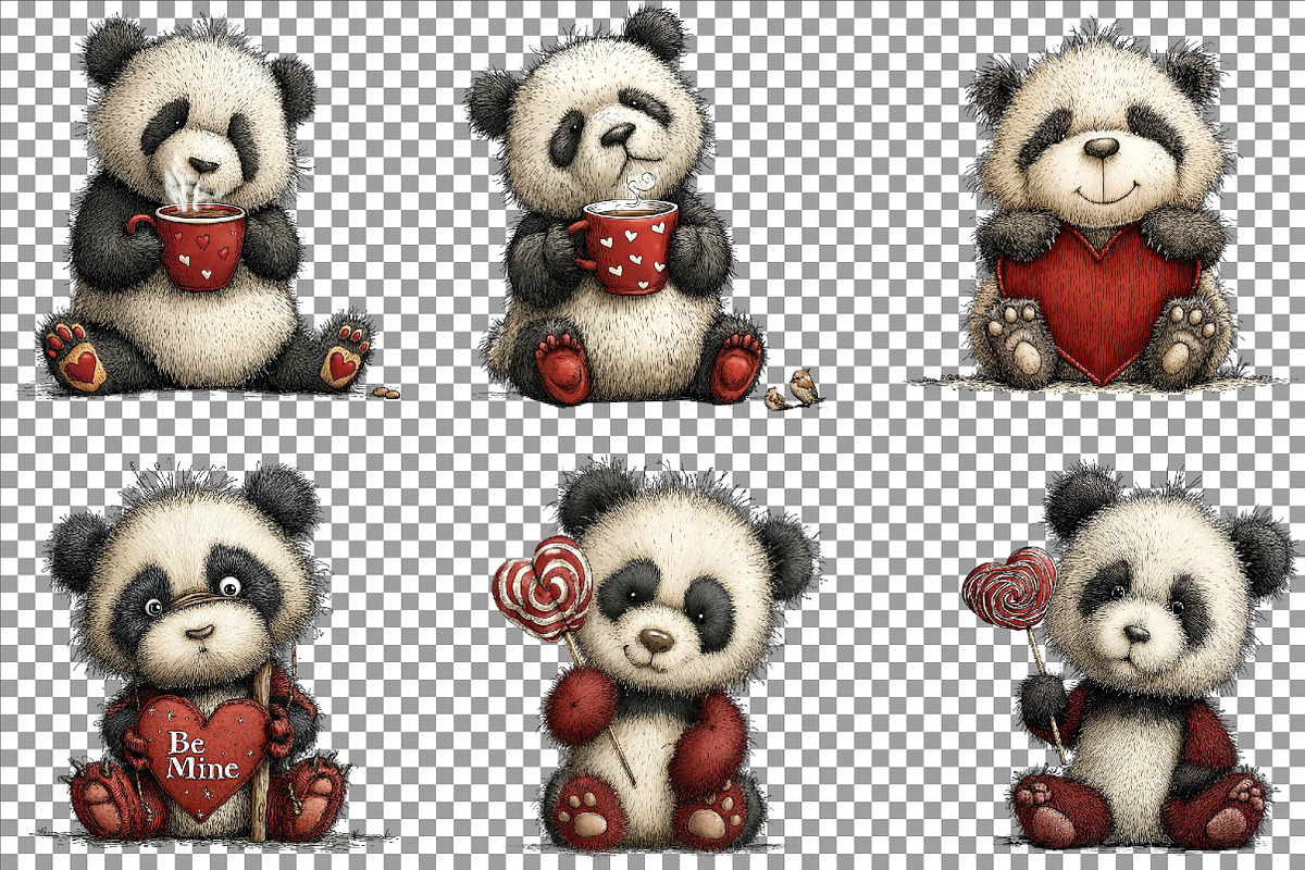 Quirky Valentine's Day Panda Clipart, an Illustration by Sublimation Artist (Photo 4 of 6)