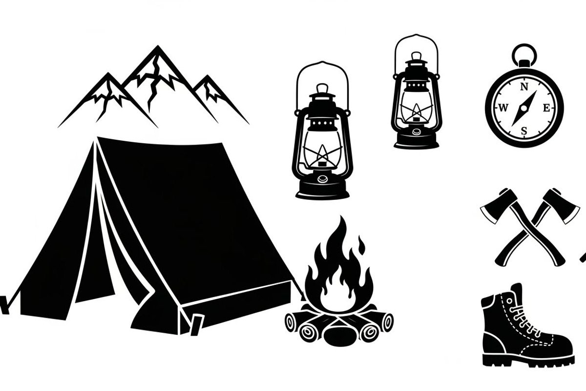 Camping Adventure Silhouette Icon, an Illustration by Artivon (Photo 19 of 51)