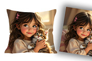 Girl Child with Kitten, an Animal Illustration by Sharon Schwalbe (Thumbnail 1 of 3)