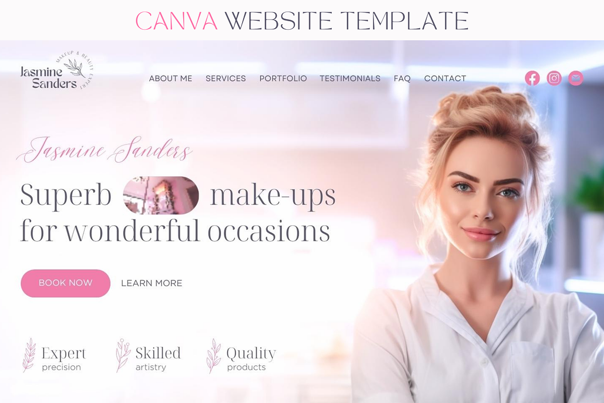 Beauty Website Template Canva Site, a Landing Page Template by vectorocean (Photo 1 of 11)