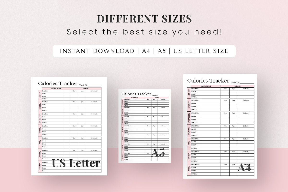 Calorie Counting, Calorie Tracker, a Print Template by Snapybiz