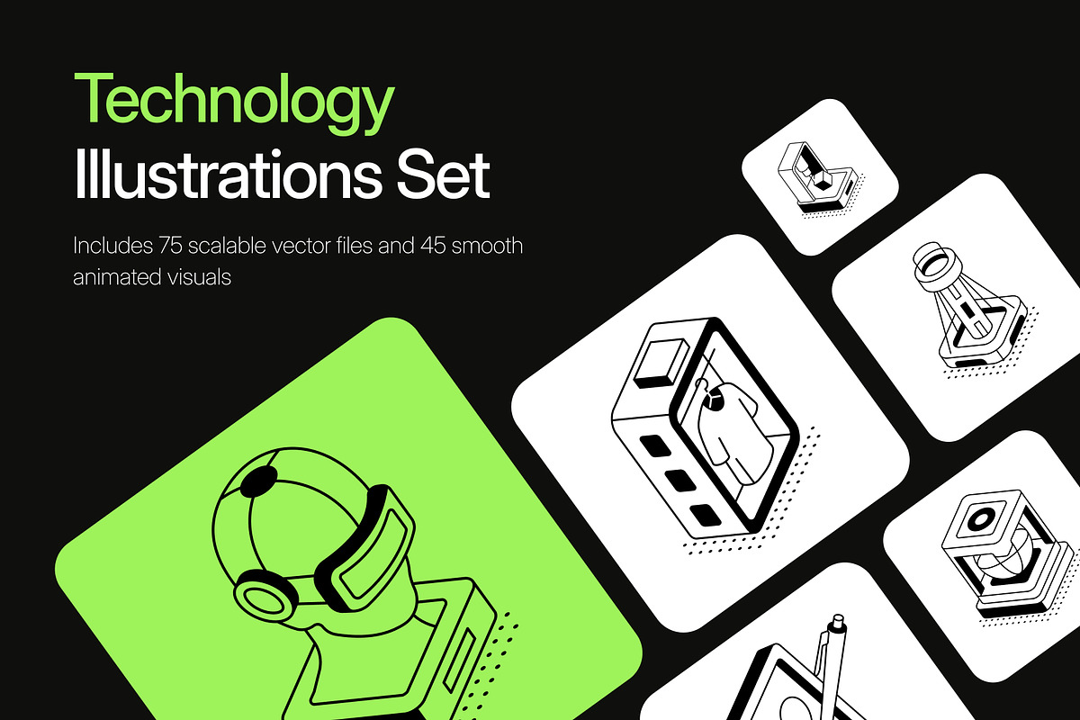 120 Technology Illustrations Bundle, a Technology Illustration by Vectors Market (Photo 1 of 13)