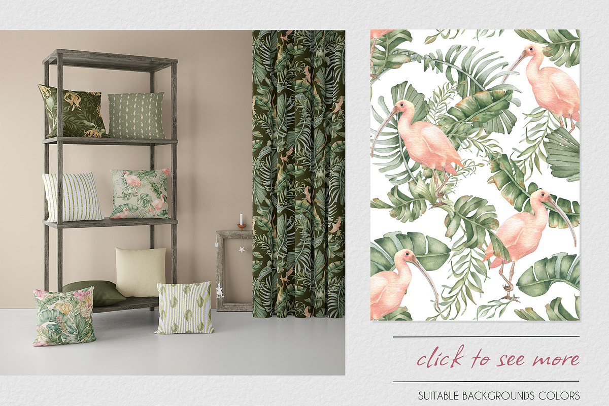 Tropical leaves watercolor patterns, a Pattern Graphic by Kate Lanbina (Photo 4 of 16)