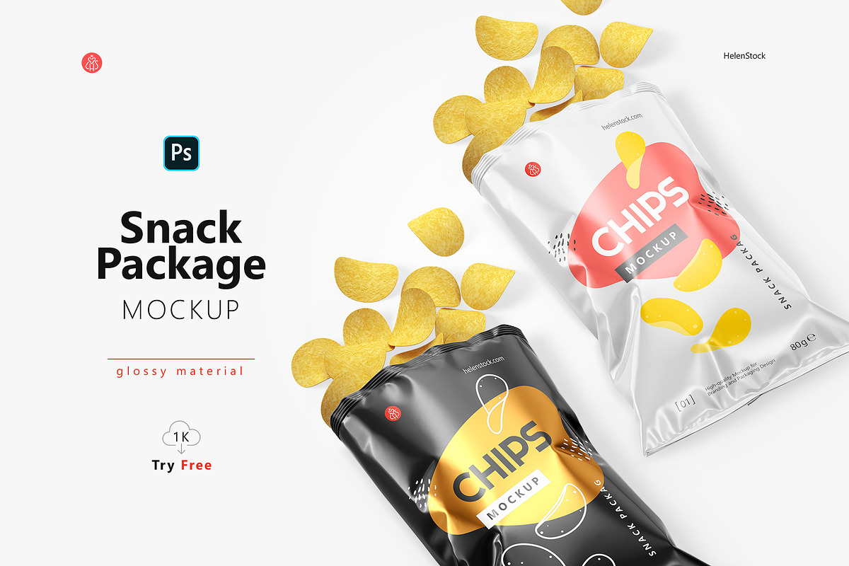 Opened Snack Pack Mockup, a Packaging Mockup by HelenStock (Photo 1 of 7)