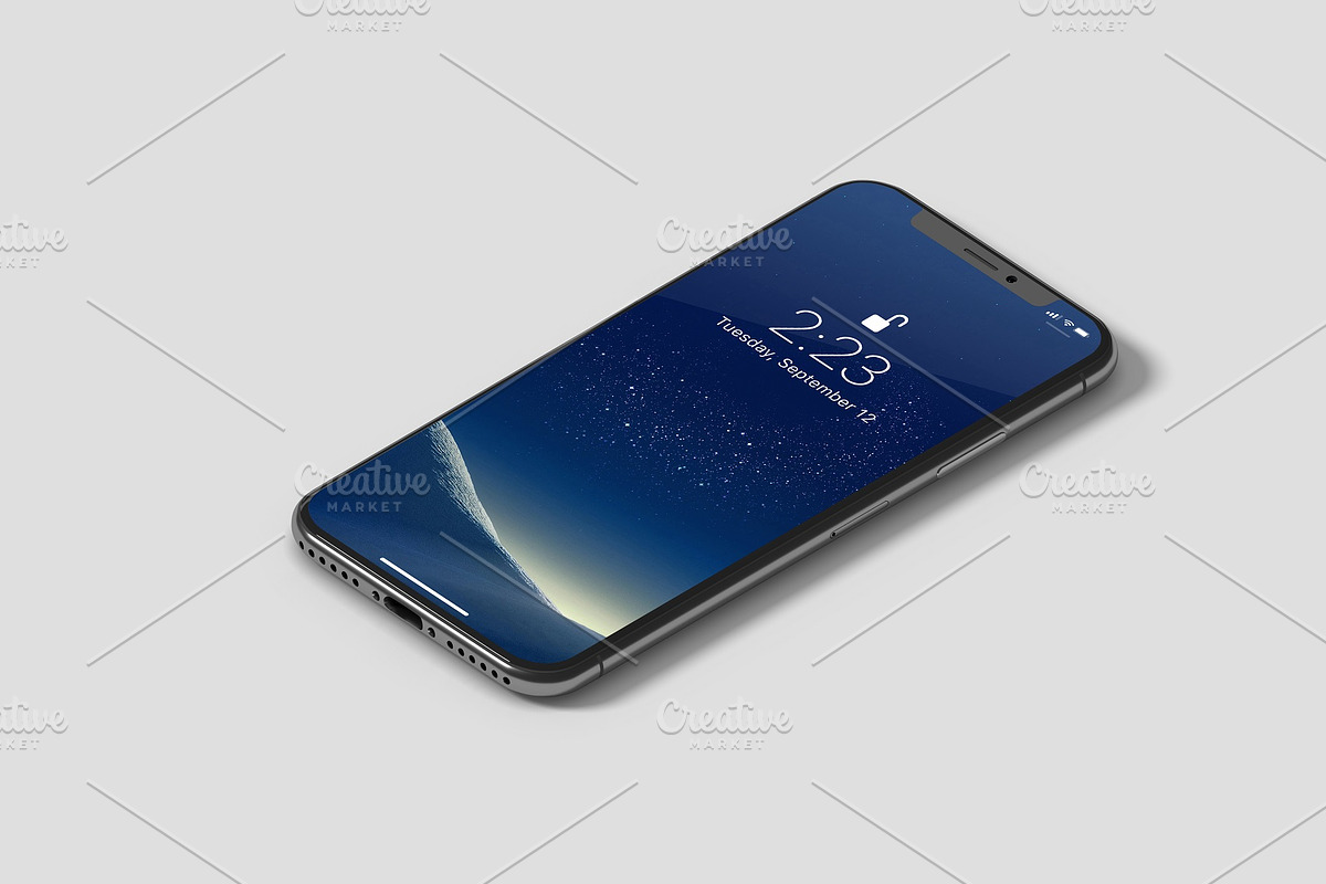 Isometric iPhone X Mockup, an iPhone Mockup by graphiccrew
