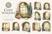 8 Watercolor Cozy Reading Nook Clipa, an Illustration by Jalina Clipart Studio (Thumbnail 1 of 5)