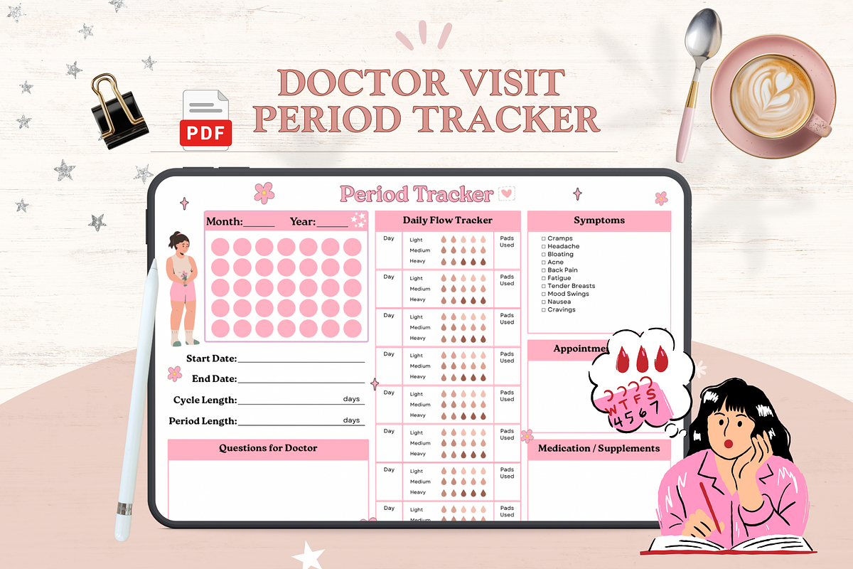 Doctor Appointment Period Tracker, a Print Template by bellaROSEworkshop (Photo 2 of 5)