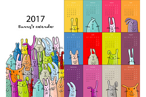 Funny Rabbits. Design Calendar 2017