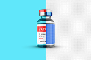 Vaccine Glass Vial Bottle Mockup