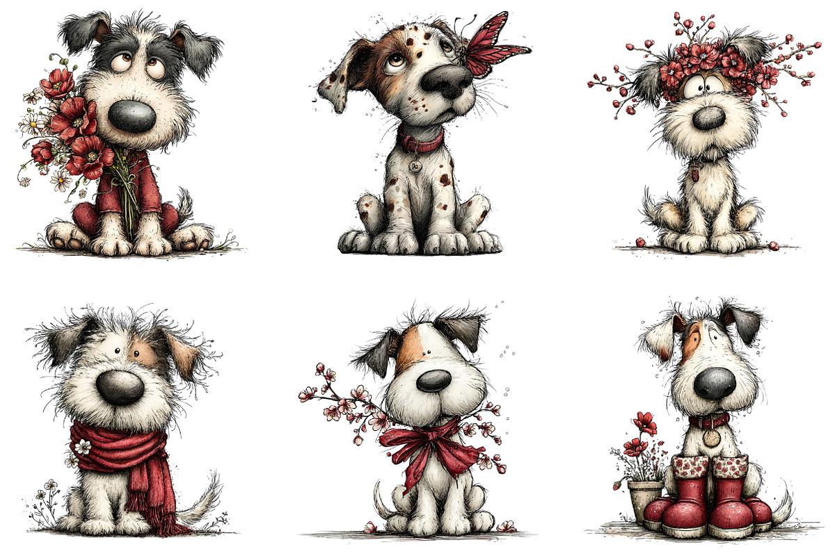 Whimsical Dog Spring Clipart, an Illustration by CraftArtStudio (Photo 6 of 6)