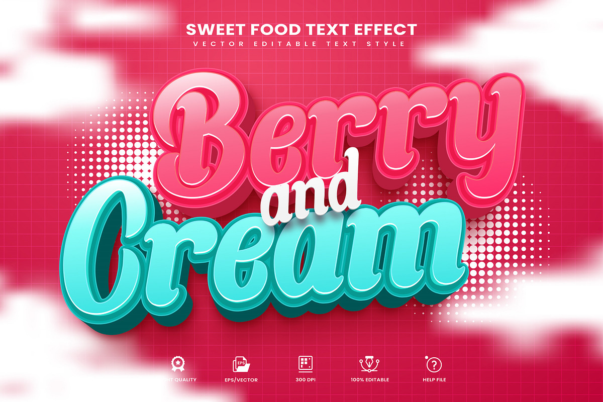 Berry Cream Editable Text Effect, a Layer Style Add-On by Niestart Creation (Photo 1 of 2)