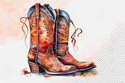 Western Flowers Boots Watercolor PNG, an Object Illustration by iloveTemplate (Thumbnail 12 of 14)