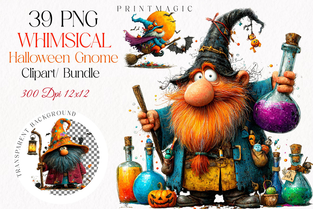 Halloween Gnome Clipart, a Seasonal Illustration by fashionaddict (Photo 1 of 7)