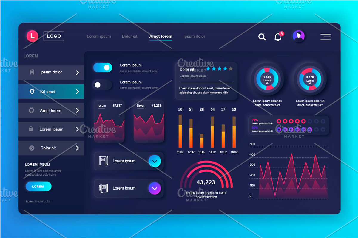 Neumorphic UI Dashboard Admin Panel, a Templates & Theme by alexdndz (Photo 7 of 21)