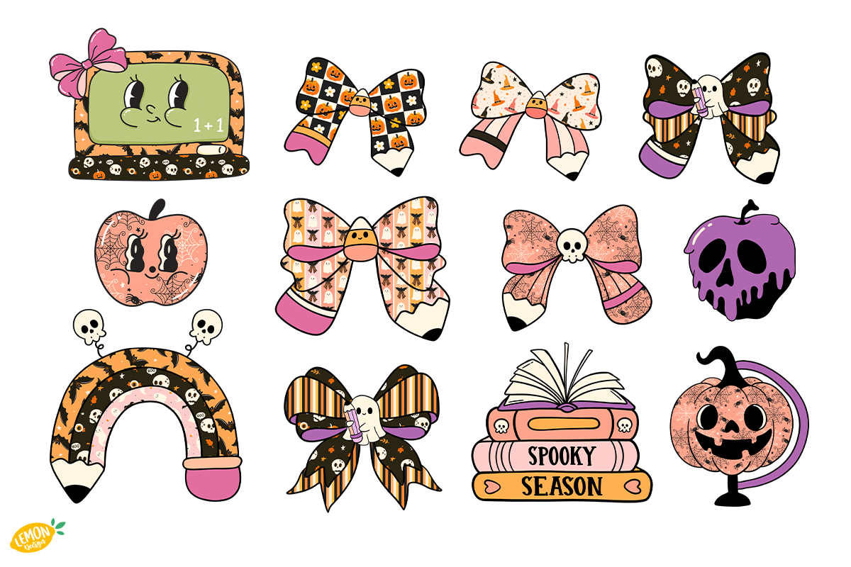 Halloween Teacher PNG Clipart Bundle, a Seasonal Illustration by LemonDesign (Photo 2 of 3)