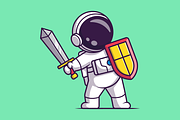 Cute Astronaut Warrior Holding Sword, a Technology Illustration by Catalyst Labs (Thumbnail 1 of 3)