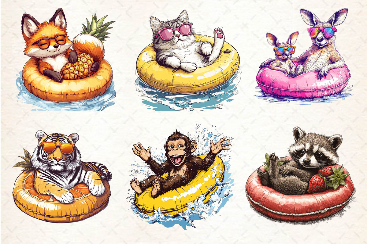 Summer Animals on Float Sublimation, an Illustration by Dream Creation (Photo 3 of 6)