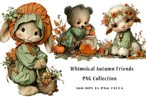 Whimsical Autumn Friends PNG, a Seasonal Illustration by CreationArt