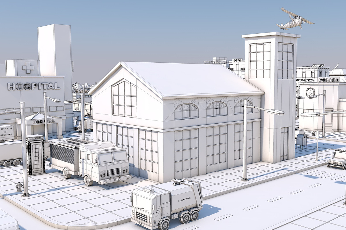 Low Poly City Town Pack, an Architecture 3D Model by multimedia4ds (Photo 25 of 41)