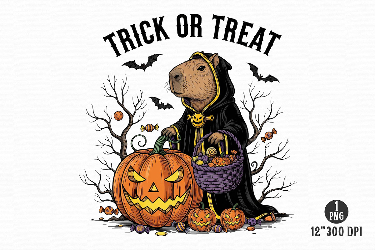 Halloween Capybara Sublimation PNG, an Illustration by Dream Creation (Photo 6 of 17)