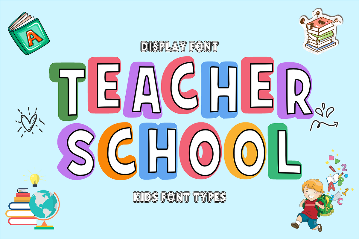 Fancy School - Playful Kids Font, a Sans Serif Font by KiddoGlyphs Studio (Photo 3 of 5)