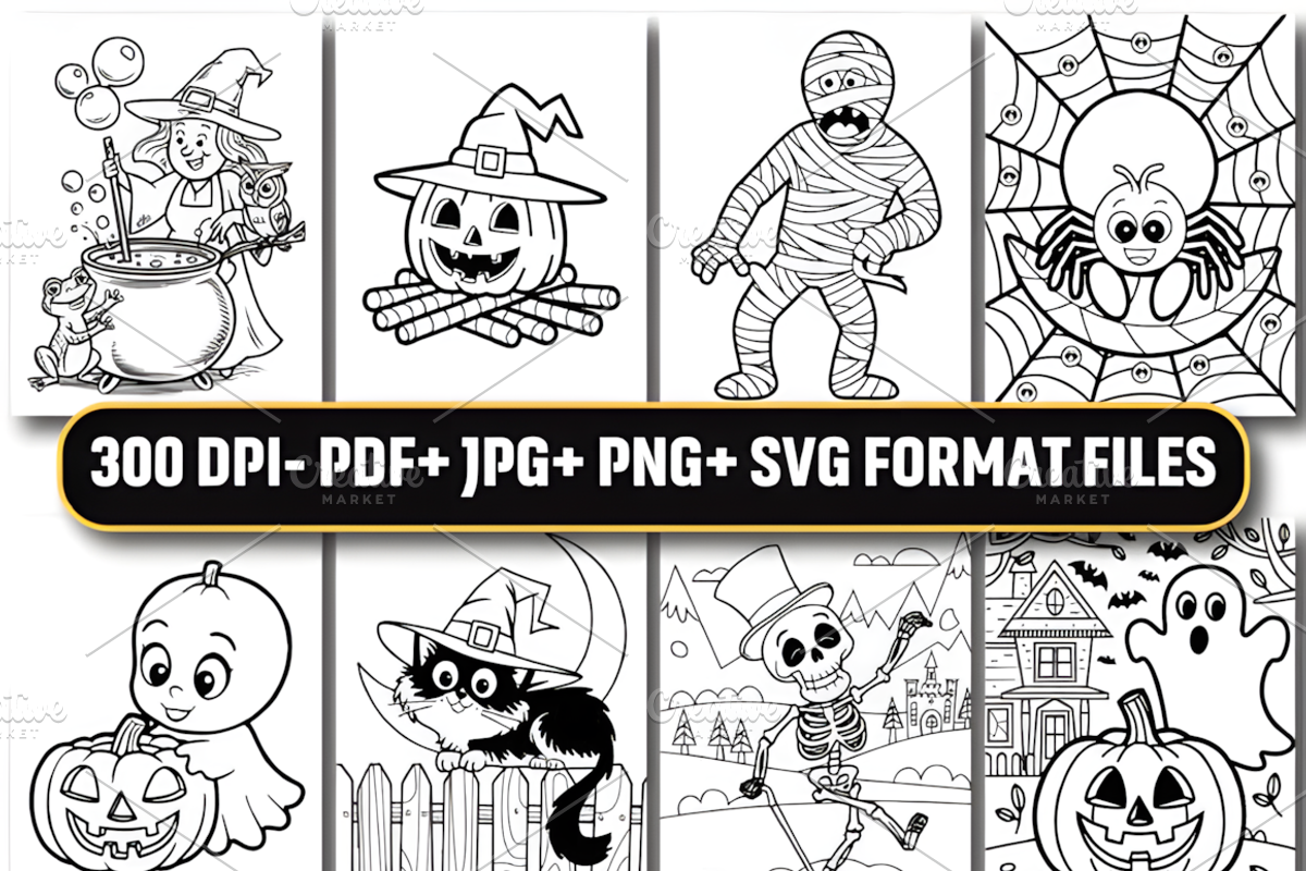 Cute Halloween Coloring Pages, a Seasonal Illustration by Design Station (Photo 5 of 5)