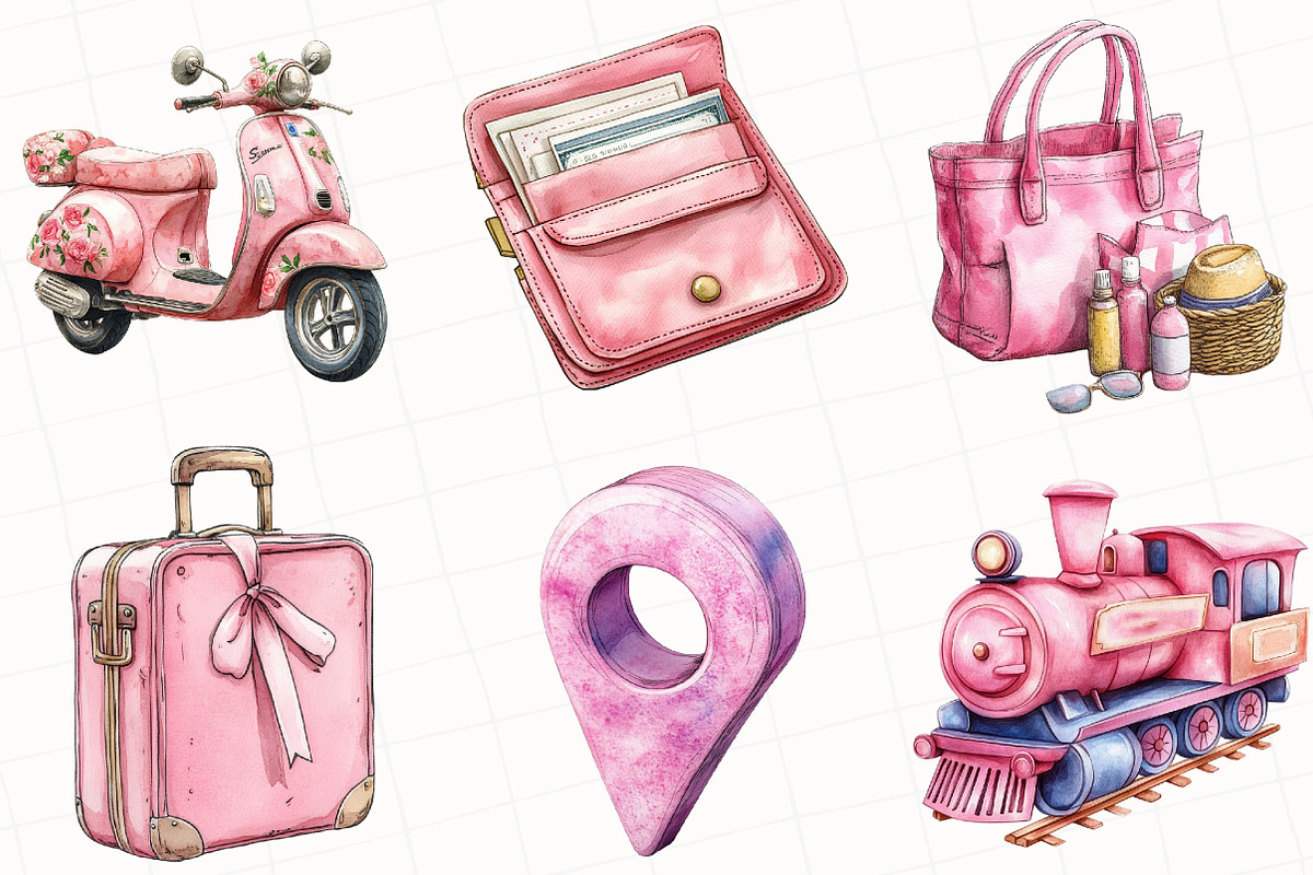 Pink Travel Sublimation Clipart, an Illustration by OK Design (Photo 3 of 5)