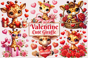 Valentine Cute Giraffe Clipart, a Seasonal Illustration by Craft Nest