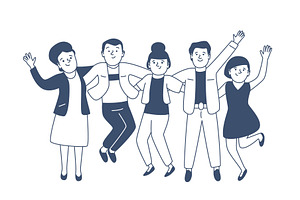 Happy jumping friends. Office team, a Finance Illustration by LadadikArt