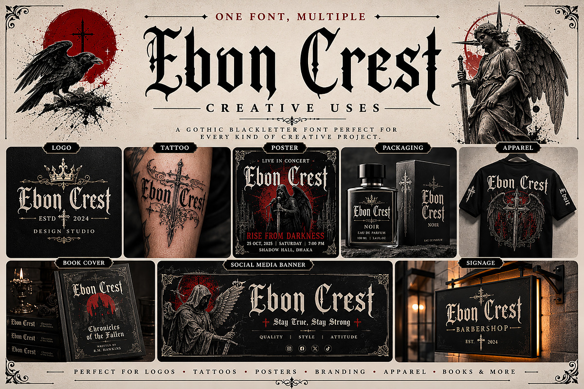 Ebon Crest, a Blackletter Font by Wow Magic (Photo 2 of 7)