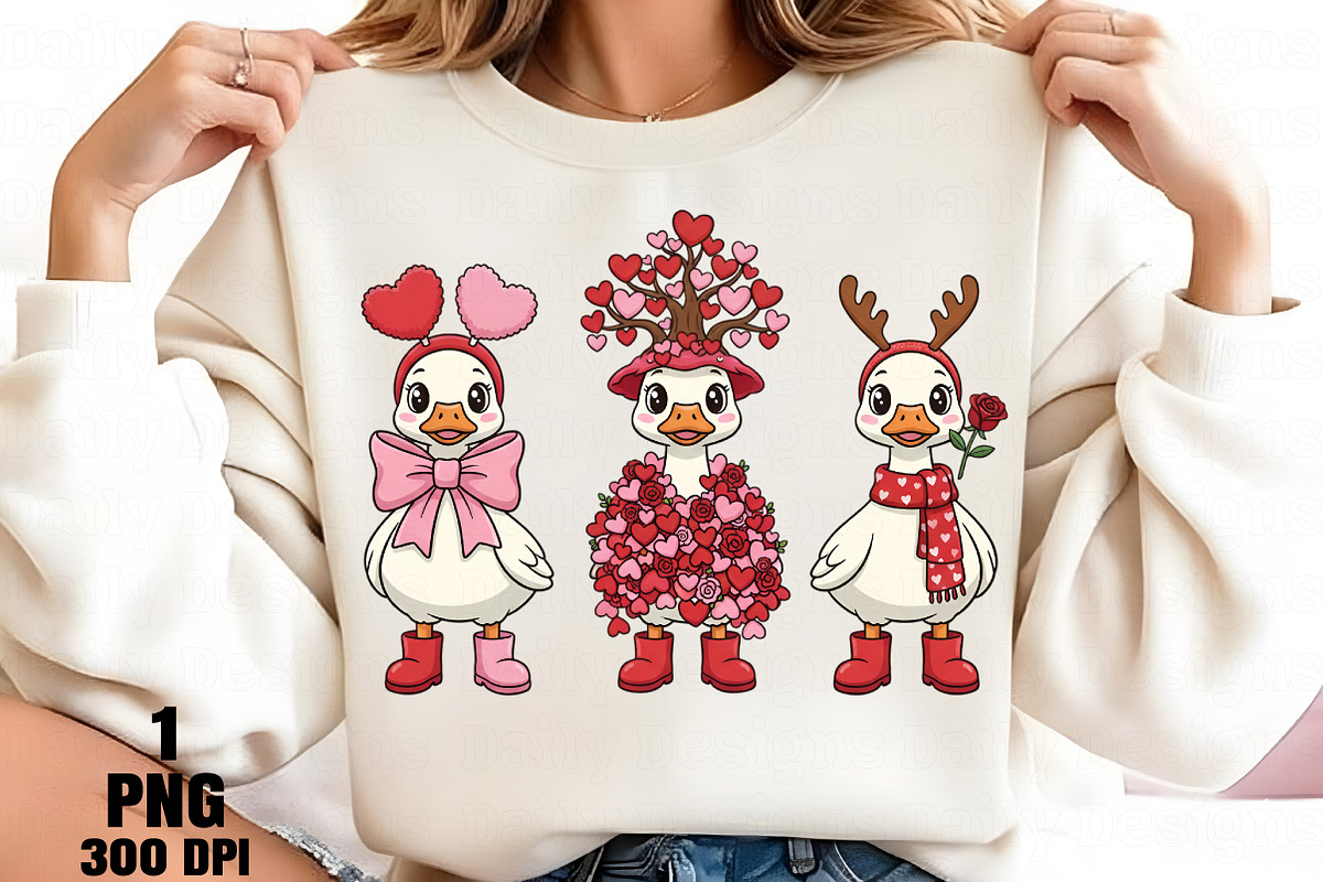 Valentine Goose Trio PNG, an Illustration by Daily.Designs (Photo 2 of 5)