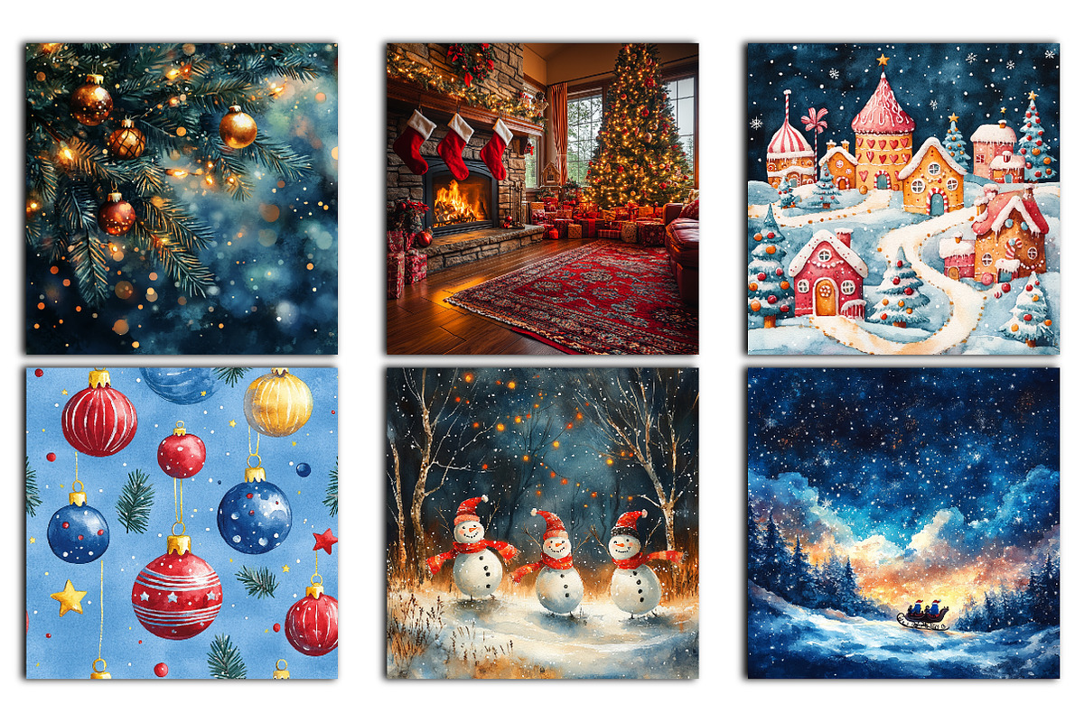 Christmas Watercolor Background, an Illustration by RobertsArt (Photo 3 of 5)