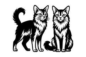 Two elegant Somali cats., an Animal Illustration by yod67