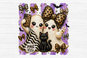 Leopard Ghost Png, Preppy Ghost PNG, a Seasonal Illustration by Libby Wishes