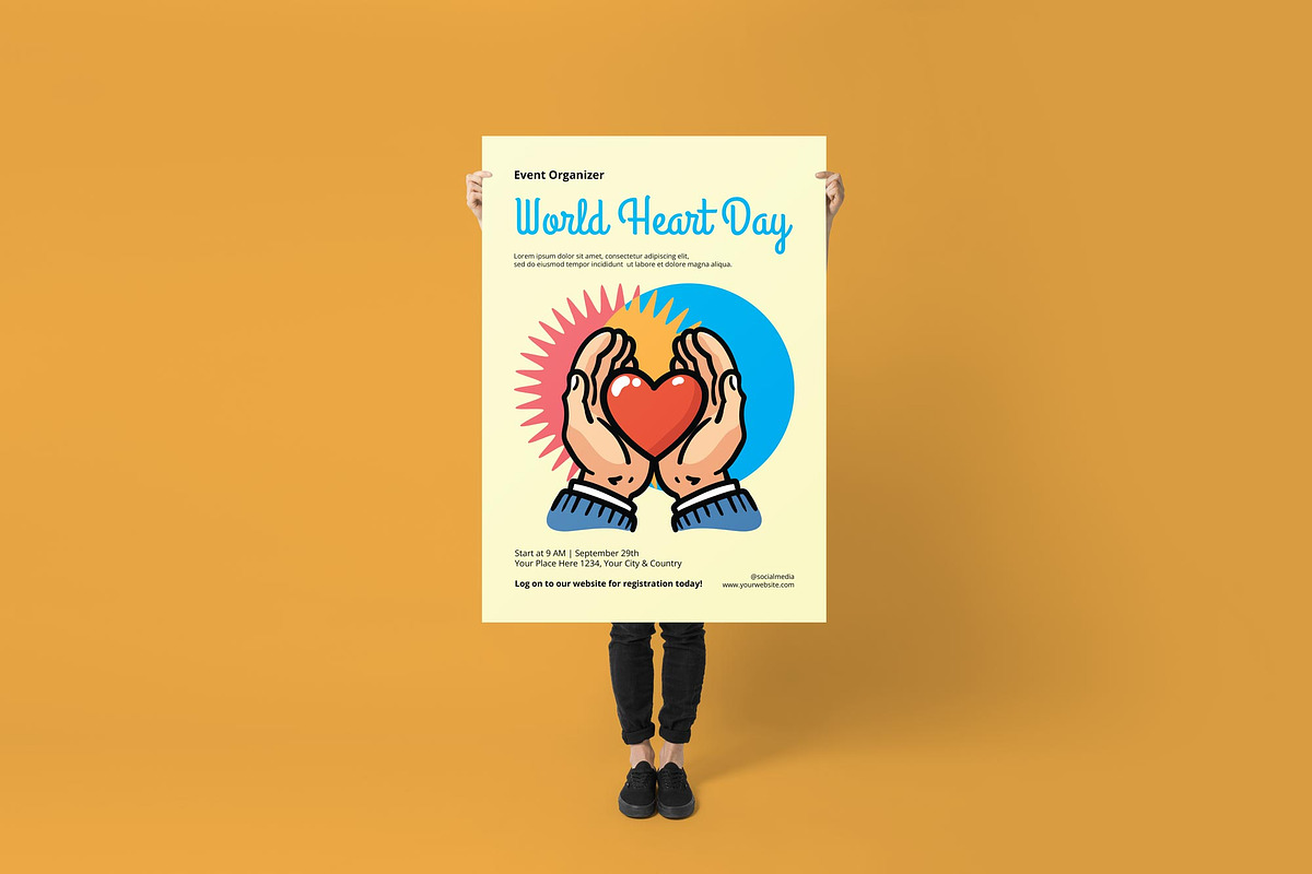 World Heart Day Poster/ Flyer, a Flyer Template by Juru Rancang Graphic (Photo 3 of 3)