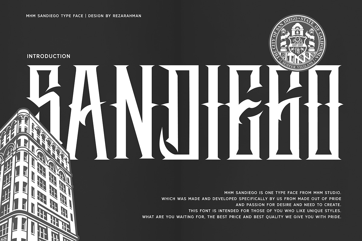 MHM Sandiego, a Blackletter Font by letrasdegs (Photo 1 of 4)