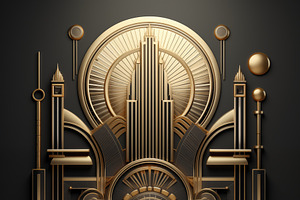 A stunning art deco style relief sculpture featuring geometric shapes, tall bui, an Object Graphic by Textures & Backgrounds