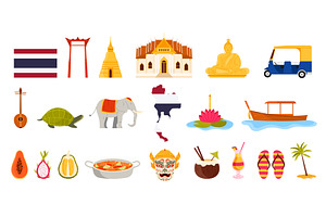 Travel to Thailand, culture and, a Food Illustration by Flashvector