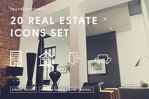 20 Real Estate icons, home, bed